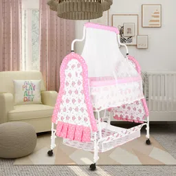 flammable Cradle for kids cradle for baby boy and girl Cradle With Swing & Mosquito Net image 1