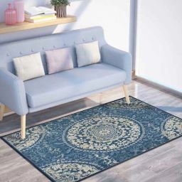 presto Blue Traditional Polyester 3 ft x 5 ft Machine made Carpet-picture-19