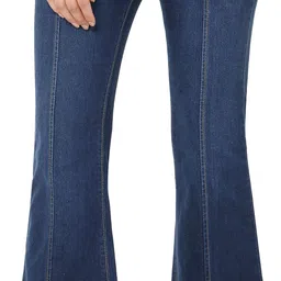 Women Boot-Leg Mid Rise Dark Blue Jeans-image-62