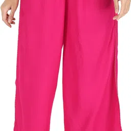 houseofcommon Women Comfort Fit Pink Viscose Rayon Trousers-picture-22