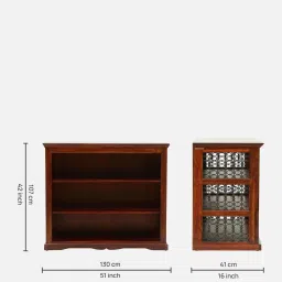 amberville from pepperfry Stafford Sheesham Wood Bookshelf In Scratch Resistant Honey Finish image 2