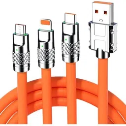 Larecastle 3-in-1 Cable 6 A 1 m 65 Watt Fast Charging Data Cable-image-0