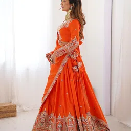 nj fashion Embroidered Semi Stitched Lehenga Choli image 3