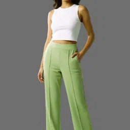 laxmisports Women Straight Fit Green Cotton Blend Trousers-picture-38