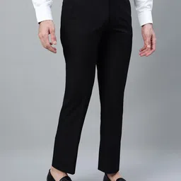 cantabil Men Regular Fit Black Cotton Blend Trousers image 3