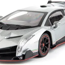 sarjudas enterprise 1:24 Lamborghini Veneno Grey Diecast Metal Pull Back Car with 6 Openable Doors-picture-17