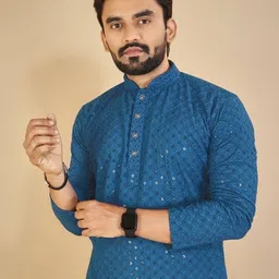 orifab Men Cotton Blend Kurta Pyjama Set image 4