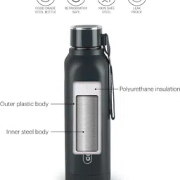 cello Puro Steel-X Royce 600 | PU Insulation | Leak Proof | Wide Mouth | 530 ml Bottle image 3