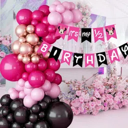 Black Pink Gold Balloon, It’s My Half Birthday Banner Decoration Kit Pack Of 61-image-2