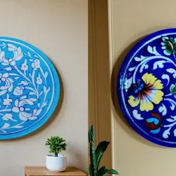 om craft villa Decorative Platter Set of 2 | Elegant Home & Table Décor Serving Plates Ceramic Decorative Platter-picture-43