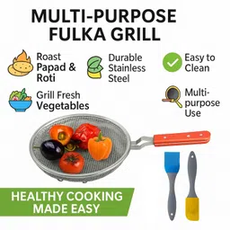 indriyas Papad Jali Stainless Steel Round Frying Net for Kitchen Snacks,Chips,Fryums Use 2 kg Roaster image 5