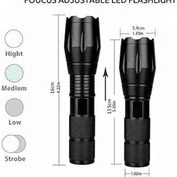hometic Metal LED Torch Flashlight XML T6 Water Resistance Torch image 2