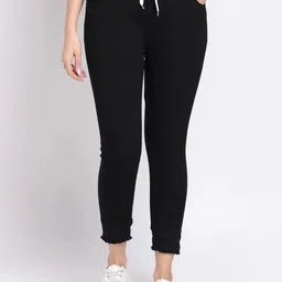 Women Jogger Fit High Rise Black Jeans-image-0