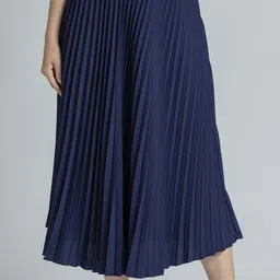 zwerlon Women Solid Pleated Blue Skirt-picture-24