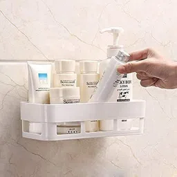 rptrendz 1Pcs Plastic Suction Wall Shelf for Bathroom & Kitchen Plastic Wall Shelf-picture-42