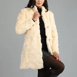 honnete 100 % Polyester Self Design Coat For Women image 1