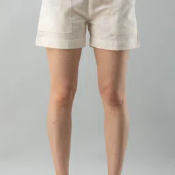 Solid Women White Regular Shorts-image-17