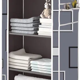 flipkart perfect homes studio Single Door 4 Shelf Awesome Box Print Carbon Steel Collapsible Wardrobe-picture-10