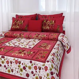 radha rani collection Cotton Double Flat 110 TC Floral Bedsheet-picture-17