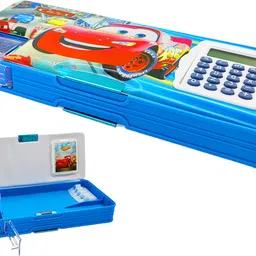 johnnie boy Mcquin Car Pencil Box with calculator, pencil stand, Dual sharpener ,Magnetic Closure, both side opening and slightly Bigger Size Art Plastic Pencil Box-picture-31