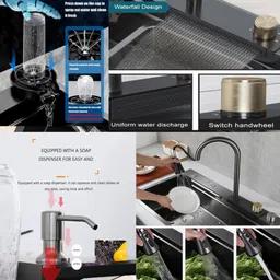 q-image KITCHEN SINK MASTER [PIANO BLACK] [SERIES- 02] 30"*18" {HEAVY DUTY} {SS-304] MODULAR KITCHEN SINK WORKSTATION [DISH WASHER] KITCHEN SINK TAP [SINK TAPS] Under Counter Basin image 3