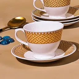 u.p.c. Pack of 12 Ceramic Premium Cup Set Or Cup Plate Tea Set, Tea Cup Set With Saucer, Cup And Plate Set image 2