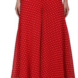 first arrival Women Polka Print Flared Red Skirt image 5