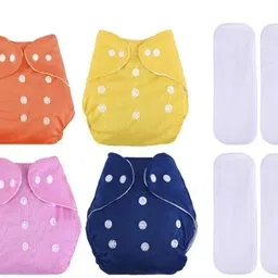 aerex Reusable Daiper for Baby Cotton 4 Diapers & 4 White Insert Pads For 0 to 3 Year-picture-12