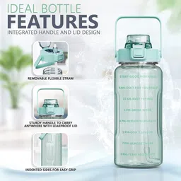 henve Motivational Water Bottle with BPA Free,Drinks Transparent Bottle For Gym,Sports 2000 ml Bottle image 3