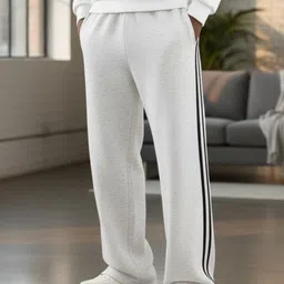 dockstreet Men Solid White Track Pants image 2