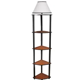new era Classic Wooden Floor Lamp with Cotton Shade (Brown & Multicolor) image 5