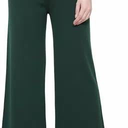 tnq Women Regular Fit Dark Green Wool Trousers-picture-22