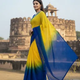 kee Color Block Bollywood Georgette Saree image 2