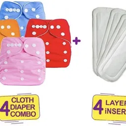 kogar All New Solid Daily Use Reusable Washable Cloth Diaper/Nappy With White Soft Insert For Baby New Born To Year ( 4 diaper +4 Insert ) N1-picture-13