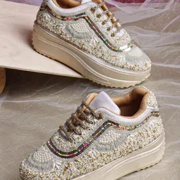 vendoz BRIDAL GLITTERY EMBROIDERY WEDDING AND PARTY SNEAKERS For Women-picture-31