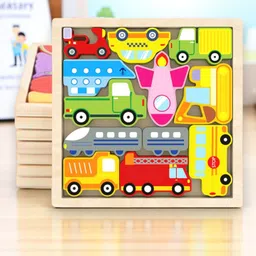 Wooden Vehicle Puzzle Board for Kids – Educational Transport Toy TR80-image-45
