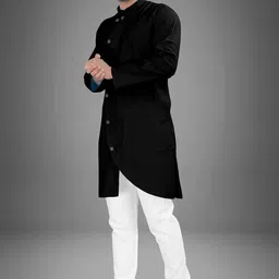 crystalrevenue Men Cotton Blend Kurta Pyjama Set image 2