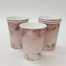 paricott (Pack of 100) 450ml Hot And Cold Paper Glass Design-3 Glass Set Water/Juice Glass image 1