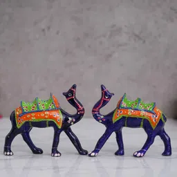 ecraftindia Camel Blue Wooden (Set of 2) Figurine image 1