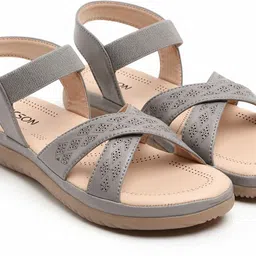 picson Women Comfort Premium Extra Soft Cushioning Criss-Cross Strap Casual Flats Sandal image 2