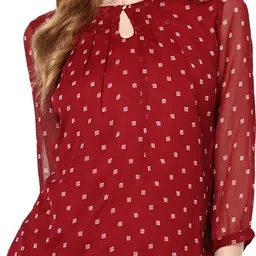 harpa Casual Regular Sleeves Printed Women Red Top-picture-26