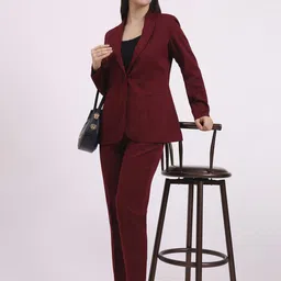 apsra boutique Women Formal Women Pantsuit, Single Button Blazer with Straight Pants Solid Suit-picture-33