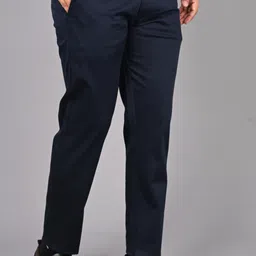 fubar Men Slim Fit Blue Cotton Blend Trousers-picture-25