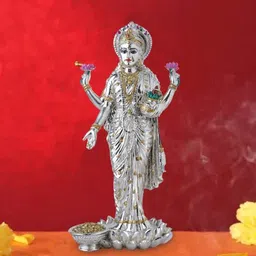 devanix Decorative Silver Platted Dhan Lakshmi Showpiece Ideal For Home & Office Decor Decorative Showpiece-25 cm image 3