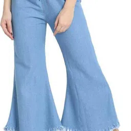 Women Flared Mid Rise Light Blue Jeans-image-29