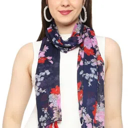 riddle needle Floral Print Chiffon Women Multicolor Scarf, Stole image 5