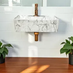 clayramic Premium Ceramic Washbasin (2 In1)With Waste Coupling & Pipe Set ) (16x12x5)(M-Tap-1005)(2 In 1) Wall Hung Basin-picture-22