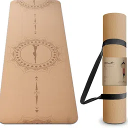 kimy Premium Cork Yoga Mat with Bag & Strap 4MM Thick Non-Slip & Anti-Sweat Chakra Beige 4 mm Yoga Mat-picture-31