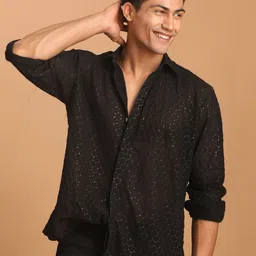 vastramay EID Festive Wear For Men Regular Fit Embellished Spread Collar Festive Shirt image 3