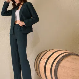 dennison Women Blazer and Trousers Solid Suit image 2